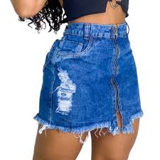 Saia Jeans com detalhe